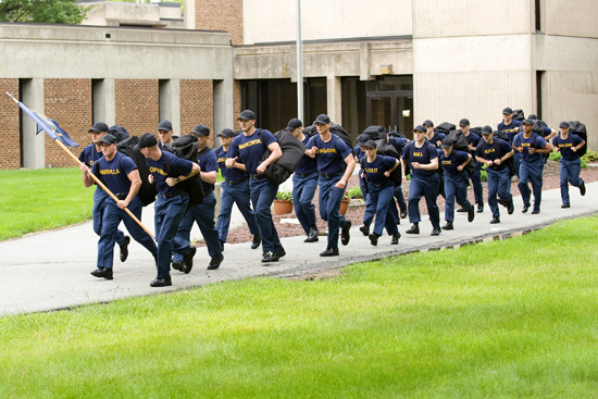 Recruits running to cars