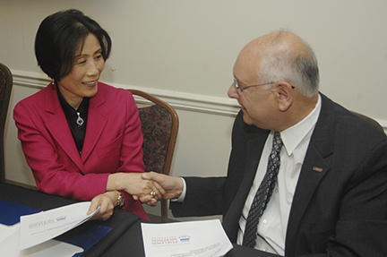 Dr. Jianping Wang and FDU President Sheldon Drucker